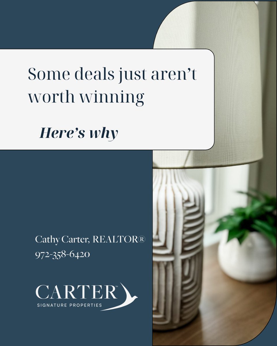 CarterSignature's tweet image. In today’s market, it’s tempting to chase every opportunity…
but not every “win” is actually a win 👀

Sometimes saying no protects your money, your peace, and your long-term goals.

Here’s when smart buyers pause:

🏡 Overpriced homes — winning a bidding war isn’t a win if you…