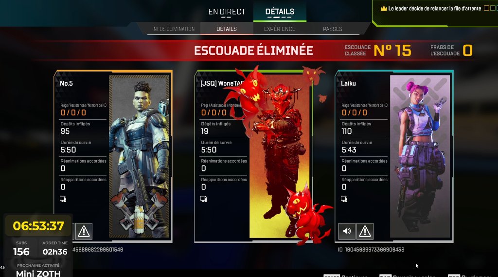 REVEILLEZ VOUS LA JUNGLE  🚨🚨

Les 24H ne sont pas finies ! Nos singes sont actuellement sur Apex Legends en God Mod 3VS World comme le montre le screen ci dessous  🐒 

Ca se passe toujours ici : twitch.tv/jsq_singe