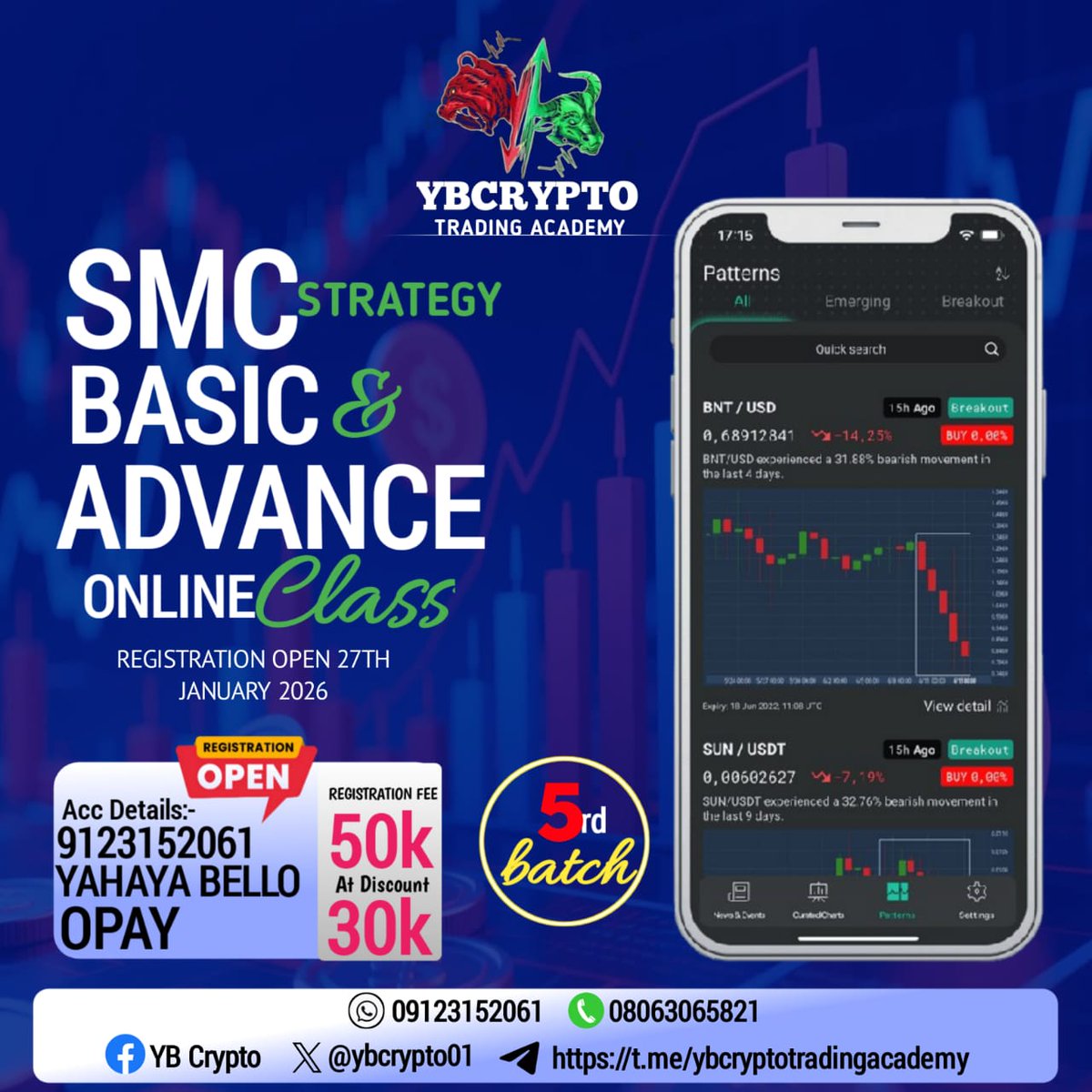 We’re excited to announce that registration for our 5th batch is now OPEN! 🔥🎉

📚 What You'll Learn: 
✅ Basics of Cryptocurrency 💰
✅ Technical &amp; Fundamental Analysis 📊
✅ SMC &amp; Price Action Strategy 📉📈
✅ Risk Management 🛡️
✅ Real-time Trading Experience 💻
#viral #fypシ