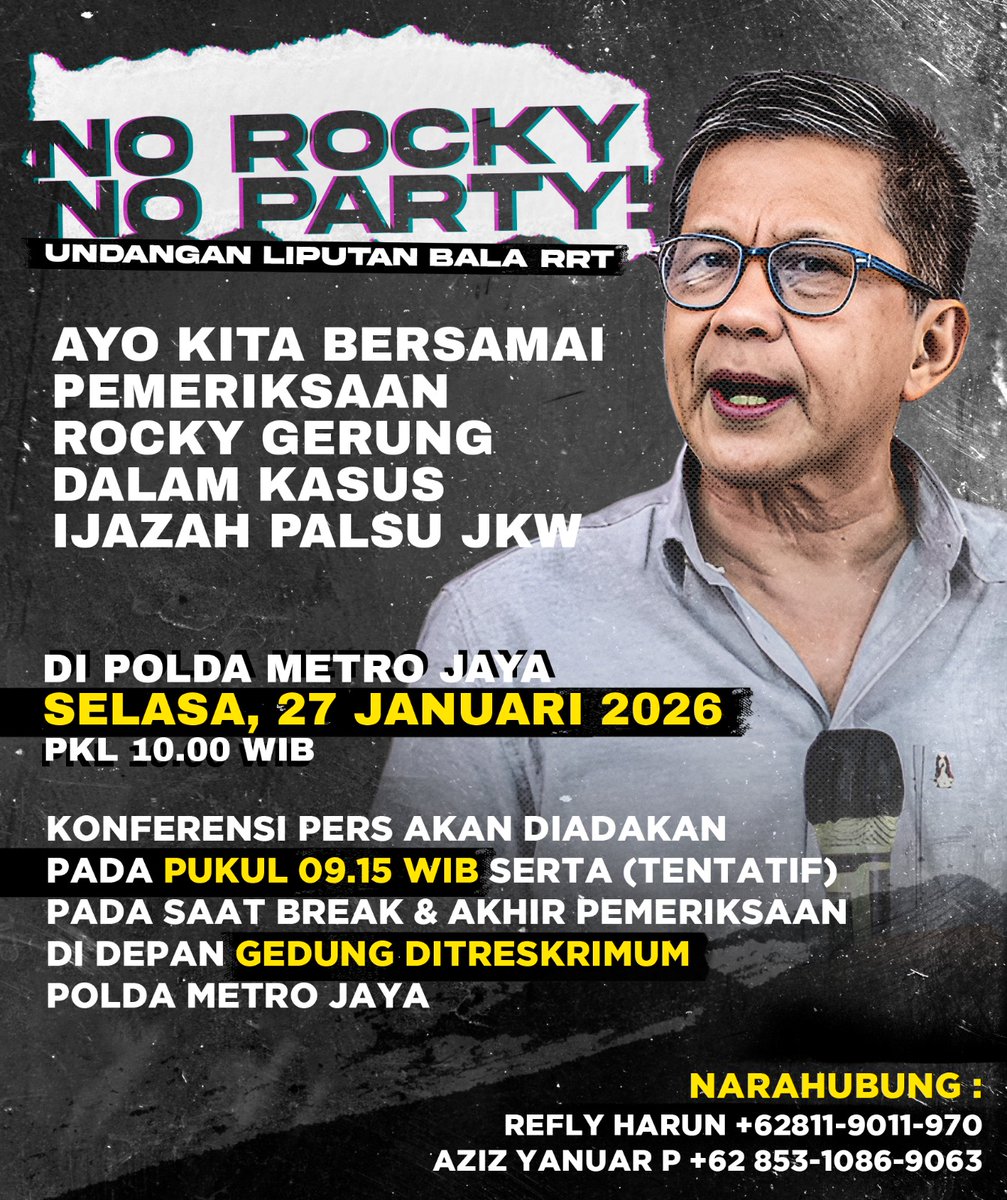 AYO BERSAMAI PEMERIKSAAN ROCKY GERUNG DALAM KASUS IJAZAH PALSU JOKOWI