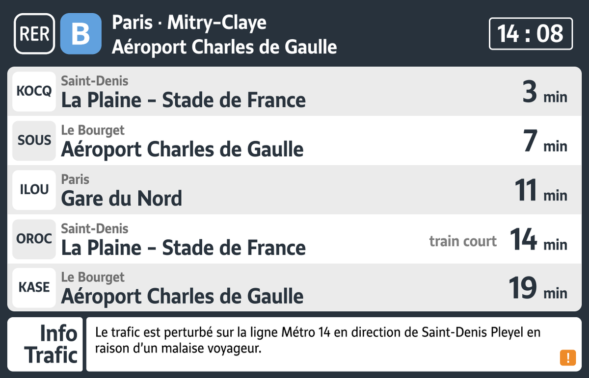 rafp_off's tweet photo. Il arrivera bien un jour ou IDFM va remplacer les écrans IMAGE des @RER_A et @RER_B...

Avant qu'ils nous pondent quelque chose de petit et illisible, je me permet de proposer mon projet !

Vous en pensez quoi ?

↙️Avant /// Après↘️ https://t.co/6dTwde0Rah