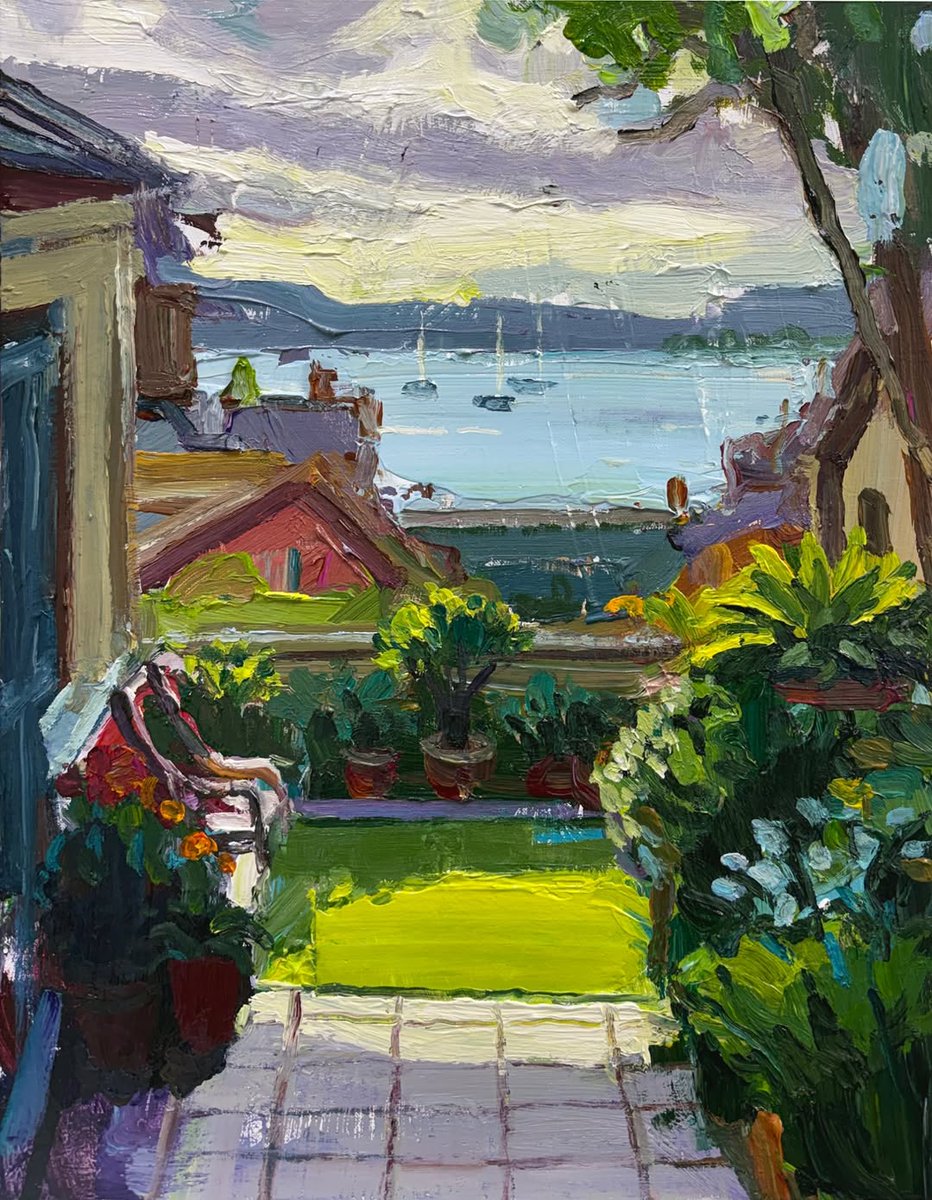 RClaremont's tweet image. Gardens are just rooms without ceilings.
Harbours are just rooms without walls.🪴 

This one happens to have both.
I’m not entirely sure whether this is a real place or a composite of every Sydney afternoon I’ve ever remembered incorrectly.

“Somewhere I’ve Been Before”, 35X45cm.