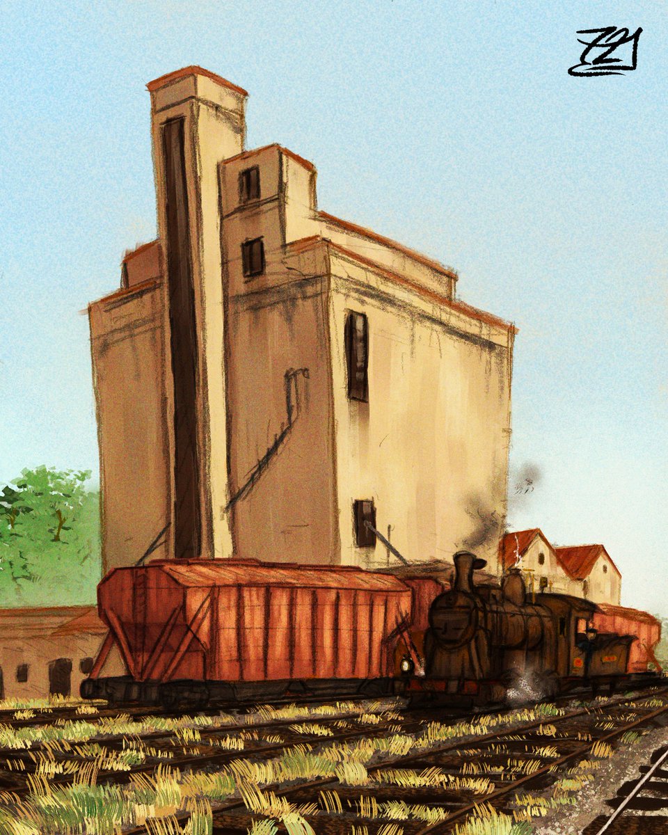 Spanish Grain Silo

(I can NEVER resist shunting locomotives, they're too cute!)
#conceptart #railway