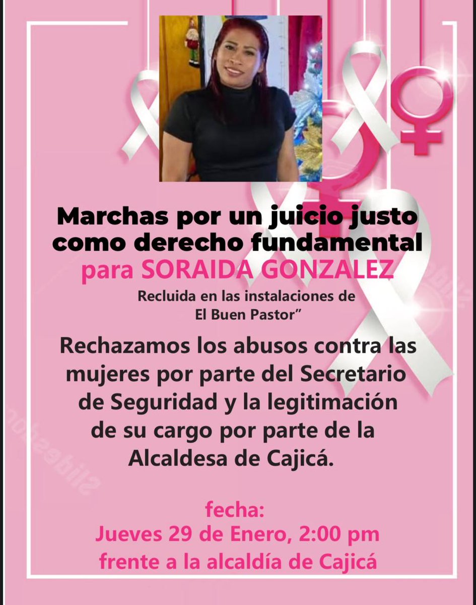 <a href="/IvehtsSoto/">iveht julietta Soto</a> <a href="/NoticiasUno/">Noticias Uno</a> <a href="/FiscaliaCol/">Fiscalía Colombia</a> <a href="/PGN_COL/">Procuraduría General de la Nación</a> <a href="/LigaNoSilencio/">La Liga Contra el Silencio</a> <a href="/cuestion_p/">Cuestión Pública</a> <a href="/alcajica/">Alcaldía de Cajicá</a> <a href="/ConcejoCajica/">Concejo de Cajicá</a> <a href="/VolcanicasRev/">Volcánicas Periodismo Feminista</a> <a href="/WRadioColombia/">W Radio Colombia</a> <a href="/LasIgualadas/">Las Igualadas</a> <a href="/RELE_CIDH/">Relatoría Especial p/la Libertad Expresión (CIDH)</a> <a href="/Casa_Macondo/">CasaMacondo</a> <a href="/BandalosSC/">BANDALOS</a> <a href="/DCoronell/">Daniel Coronell</a> <a href="/DefensoriaCol/">Defensoría del Pueblo</a> <a href="/altereddie/">¿Se lo explico con plastilina?</a> <a href="/RadioChia51402/">Chía Radio 24</a> <a href="/AlexKleinO/">Alexander Klein</a> <a href="/ONUMujeresCol/">ONUMujeresCol</a> <a href="/LunaEstereoFM/">Emisora Luna Estéreo</a> <a href="/CaracolRadio/">Caracol Radio</a> <a href="/Accion_Interna/">Fundación Acción Interna</a> <a href="/Johana_Bahamon/">Johana Bahamón</a> <a href="/Periodicodechia/">el Periódico de Chía</a> <a href="/MAFAPOCOLOMBIA/">Madres Falsos Positivos de Colombia</a> <a href="/lanuevaprensaco/">La Nueva Prensa</a> <a href="/polinizadora27/">Polinizadora ❤️‍🔥🐻</a> <a href="/MinjusticiaCo/">MinJusticia Colombia</a> <a href="/ONUMujeres/">ONU Mujeres</a> <a href="/estoescambio/">Cambio</a> <a href="/elespectador/">El Espectador</a> El clamor ciudadano de Cajicá por Soraida González... ¿Justicia o Persecución Institucional?
x.com/i/status/20061…
Lo que comenzó como un procedimiento legal se ha transformado en un grito de indignación colectiva en el municipio de Cajicá Cundinamarca. 

El debido proceso no