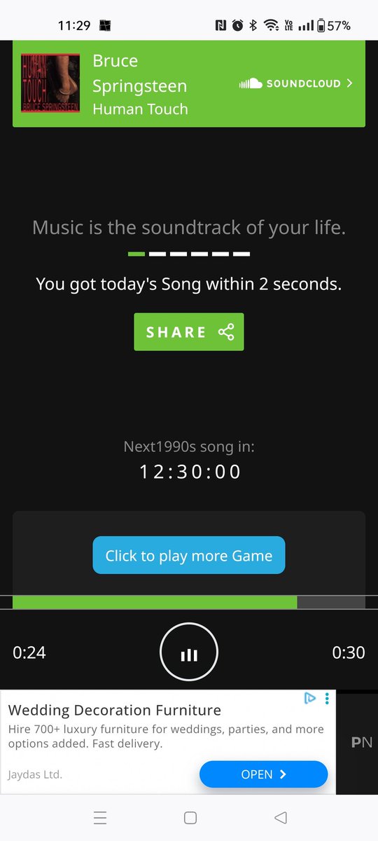 I'd forgotten all about Heardle (1990s #219) after it was dropped by Spotify, but stumbled upon it again yesterday. Chuffed with today's effort 😁

🔊🟩⬜⬜⬜⬜⬜

#Heardle <a href="/1990s/">1990s</a> #Musicle

heardle.info/90s/