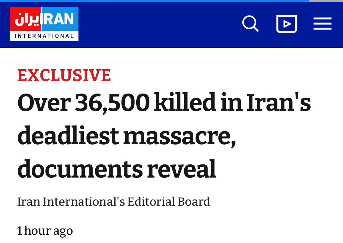 EYakoby's tweet image. BREAKING: A new report says that at least 36,500 Iranians were massacred in just 48 hours.

The rate of murder is truly unprecedented.
