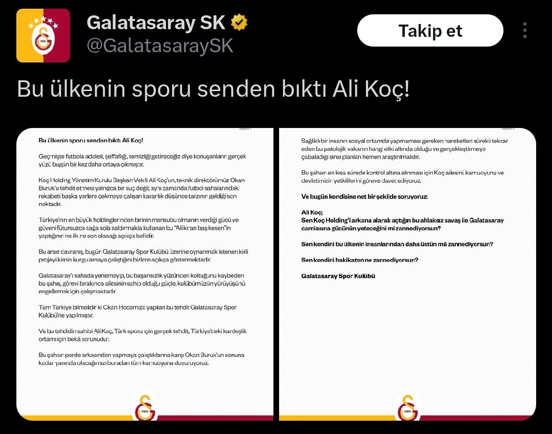 Ali Koç stadınızı basarken WC'de saklanan başkanınız mı yazdırdı bunu?

Yoksa kara para, terör örgütüne destek, şike, bahis suçlarından içeri alınan eski yöneticileriniz mi?