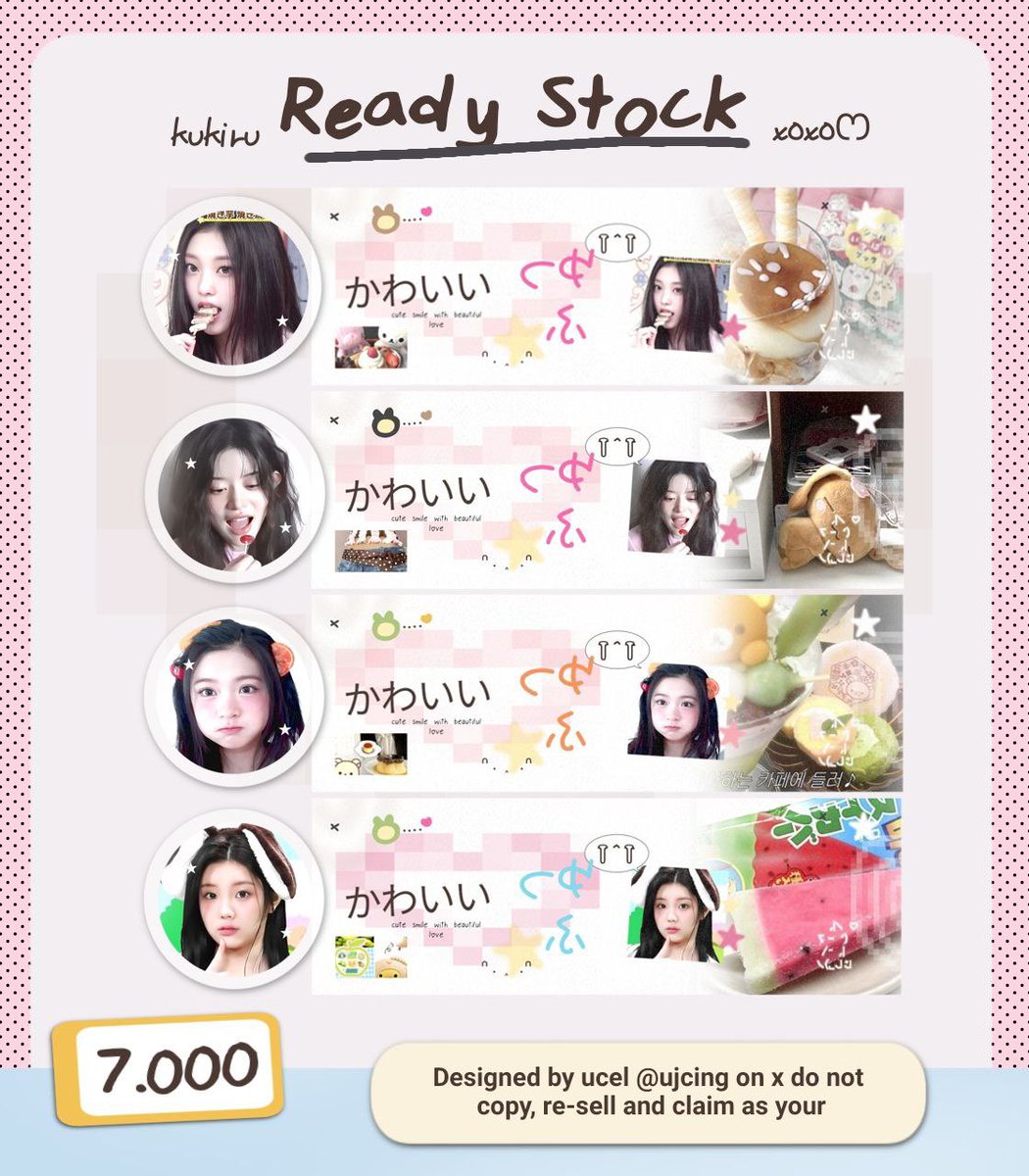 help rt thank you manis 🫰🏻

hayy aku bawa layout ready stock haerin, minju, kya, wonhee 🍵 pricenya 7k/ea. jajan yuu layout nyimutt ini

#zonauang #zonaba