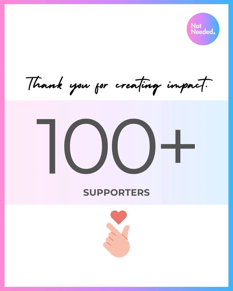 notneeded_wg's tweet image. 100+ supporters and growing. Thank you for creating impact.

#NotNeeded #NotNeededCommunity #CreatingImpact #ChooseReuse #PurposeDriven