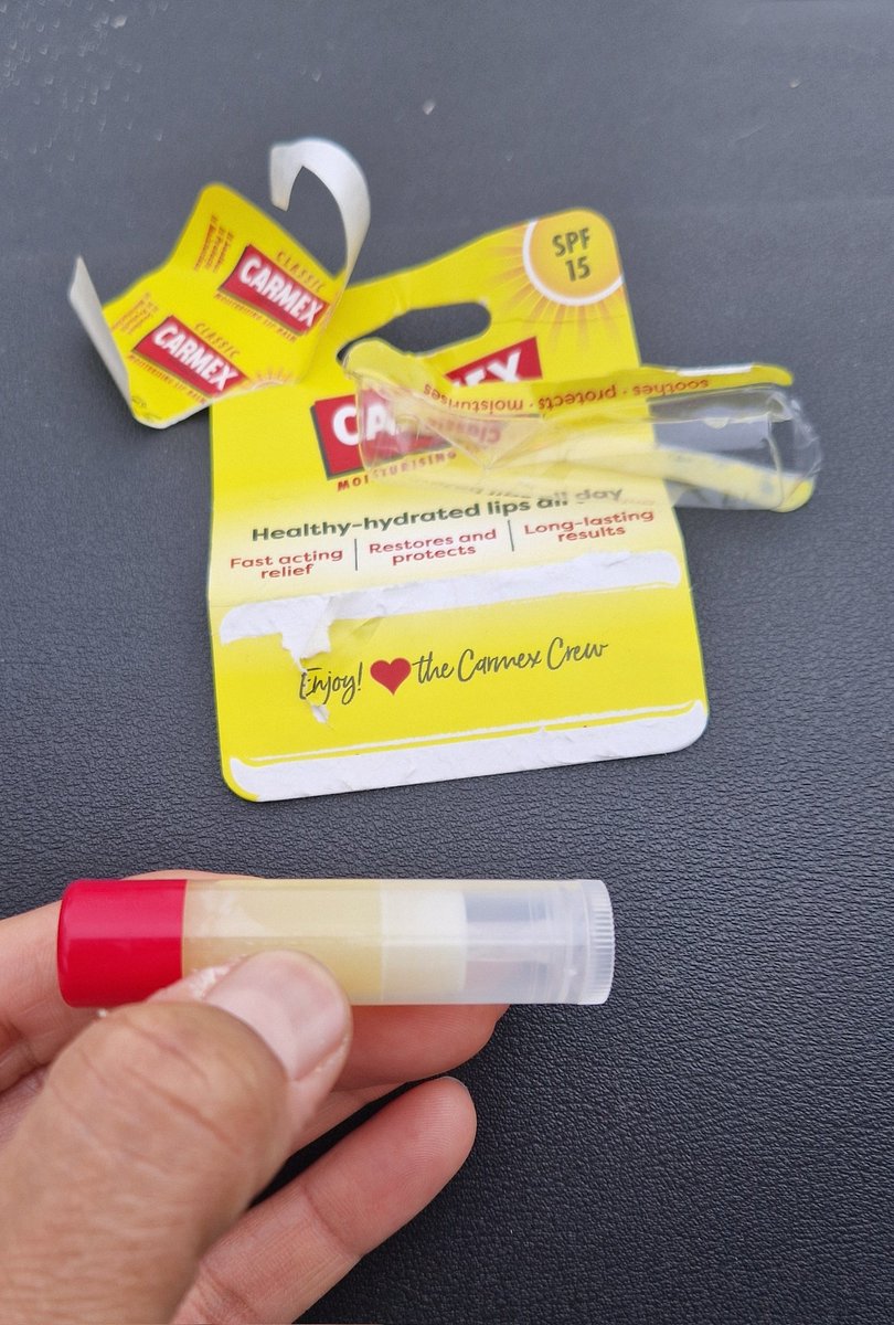 JadeLJohnson7's tweet image. Hey @Carmex, my 9 year old son just bought one of your lip balms from @Primark with his pocket money.

He love peeling off the packaging, and LOOK what we discovered....your lip balm stick is only HALF full!!?? 

This is not only unfair to customers, its also false advertising!