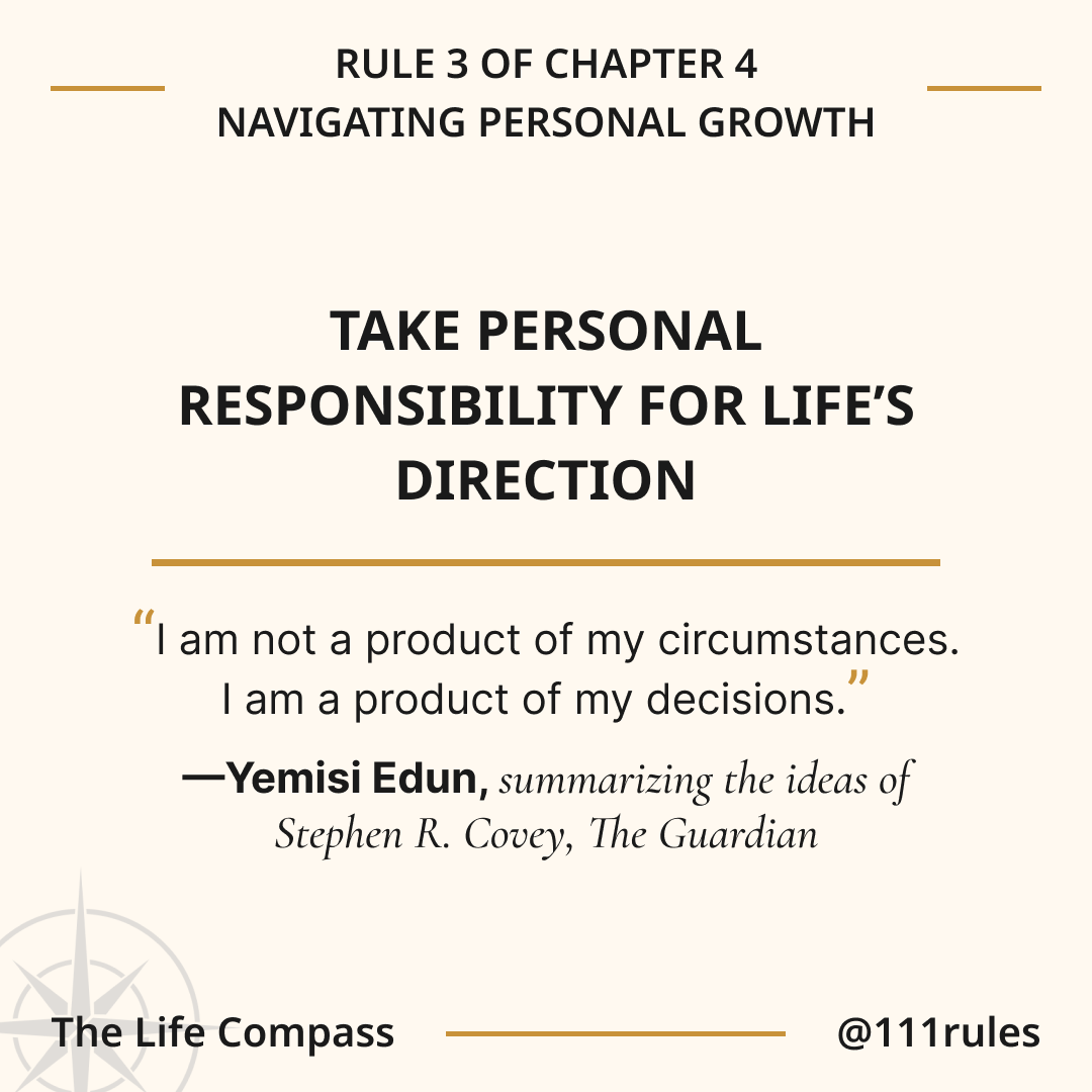 111rules's tweet photo. Life’s direction shifts when we stop blaming circumstances and take ownership of our decisions with intention. #PersonalResponsibility #OwnYourLife #111Rules https://t.co/d8j4hxp11u