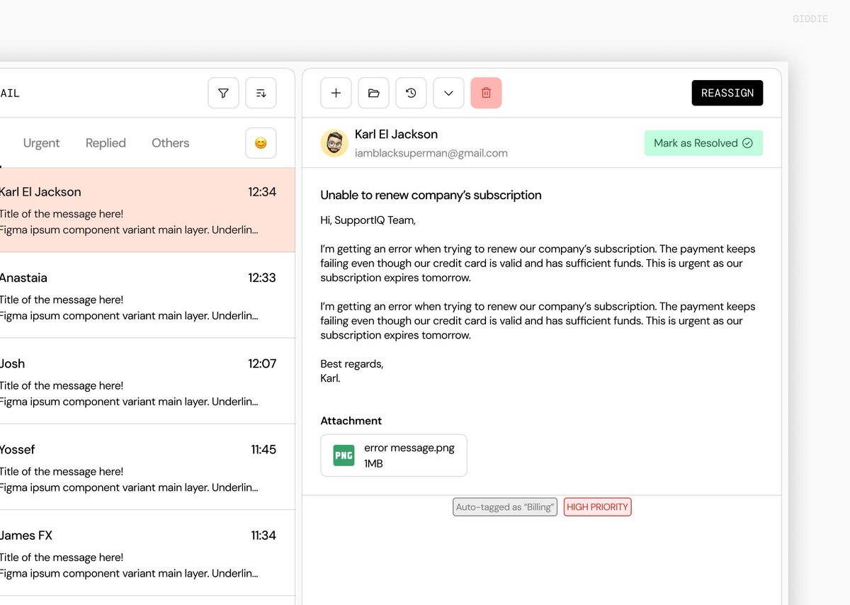 _gide_on's tweet photo. Made this inbox dashboard for a ticket support system powered by AI, I was part of a hackathon team and revamped the whole look from what I previously made.

#figma #dashboard #madeinfigma https://t.co/XElcM0B9K2