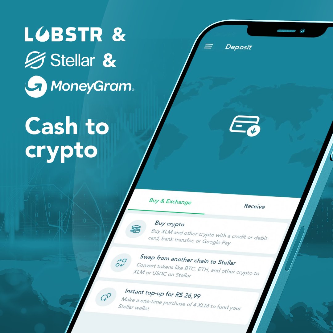 No bank account? No credit card? No problem. 💵 @MoneyGram integration  brings cash-to-crypto to LOBSTR. 350,000+ locations in 200+ countries. 🦞
