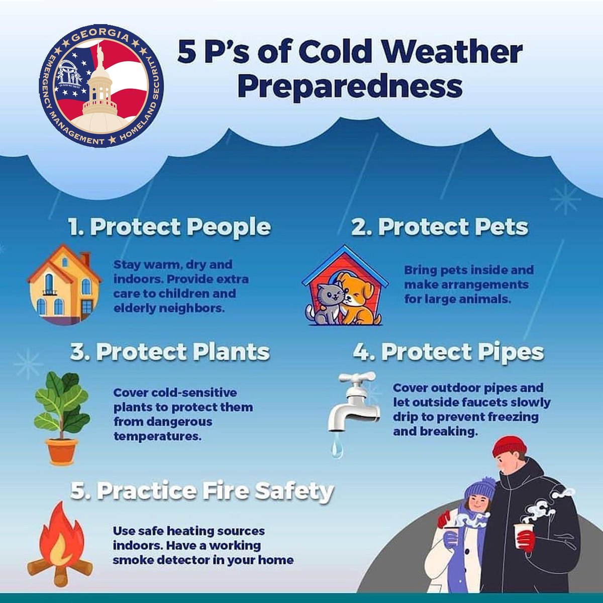 DeKalbWatershed's tweet photo. The 5 P's of #ColdWeatherPreparedness includes protecting People, Pets, Plants, Pipes & Practice Fire Safety. https://t.co/7WBciT9mK4