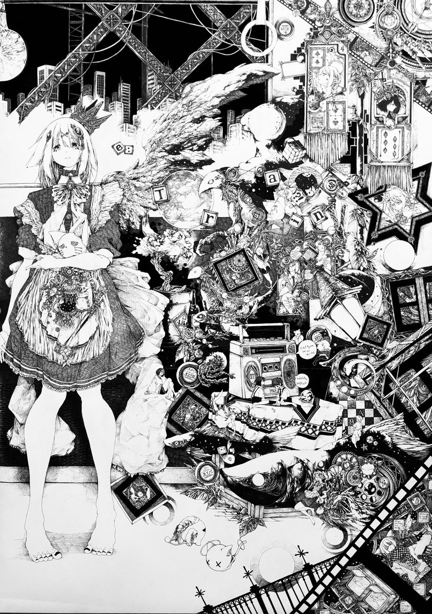 Midnight Re: train』 #ペン画 #illustration ※拡大超推奨！