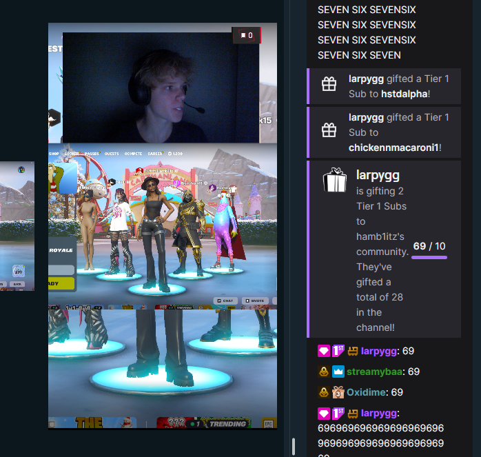 Hamb1itz's tweet photo. Just got gifted 69 Subs on Stream!🤯🙏@burgaoce https://t.co/Xfl8zWJO78