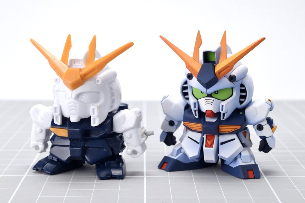 tauyo13's tweet image. #νガンダムあつまれ

BB戦士7番 νガンダム 作例

かなりイメージ変える改造したけど
頭身バランスはそのままという

改修の詳細はホビージャパン3月号にて！