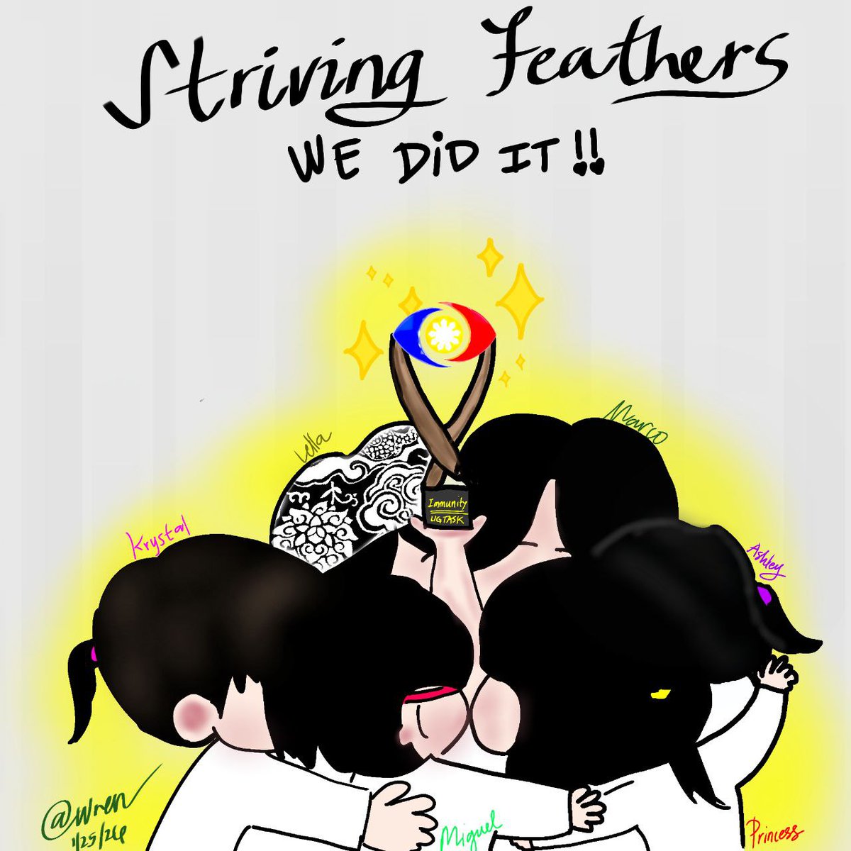 ✨CONGRATULATIONS, STRIVING FEATHERS 🪶🤍

Grabe super proud sa sf! Worth it ang lahat ng pagod niyo at sa mga taong pagpray at nagmanifest na makuha niyo ang IMMUNITY LIGTASK CHALLENGE ✨

STRIVING FEATHERS FINALWIN
#StrivingFeathers
#PBBCollab20SixthNomi