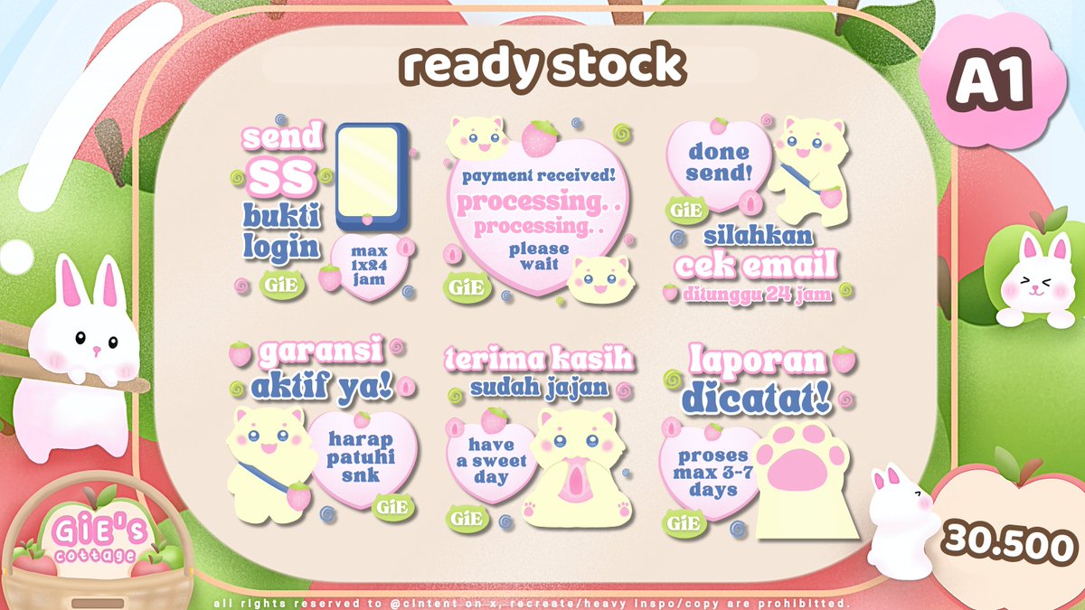 clntent's tweet image. HELP RETWEETie ♡

❄️ GiE ada 5 READY STOCK sticker pack BA 1C1P hand drawn get all PNG yaa, bisa up sebagai sticker di platform manapun 🐰
khusus rs ini ada FREE RETEXT 3 stiker!

bisa req sticker juga sesuai sama karakter yg dimau🐾, cek result di rep bawah yaa, #zonauang