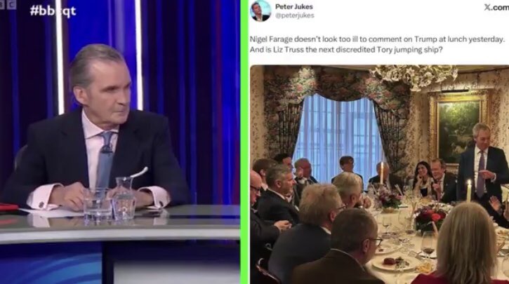 In the past week alone, as well as attending Nigel Farage’s far right lunch, half-man-half lizard MAGA cultist and Reform propagandist Swanson has been allowed to spread his abhorrent disinformation by <a href="/BBCPolitics/">BBC Politics</a> Live, <a href="/bbcquestiontime/">BBC Question Time</a> and <a href="/bbclaurak/">Laura Kuenssberg</a>