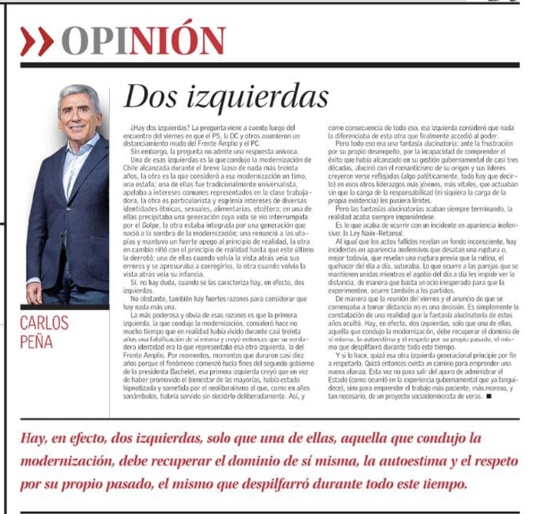 Recomendamos mirada de Carlos Peña, esta en linea de lo que venimos trabajando hace años. Promover la mirada Socialdemócrata en Chile.