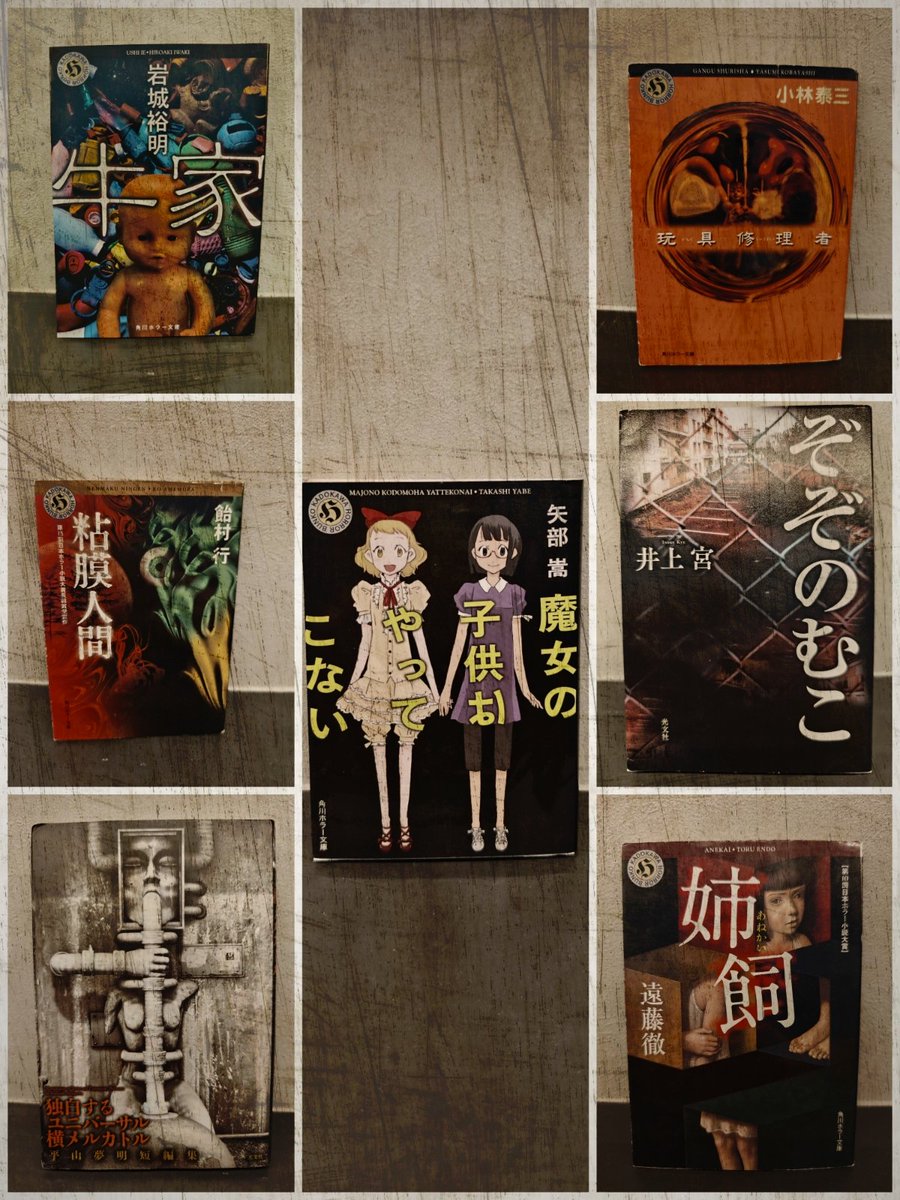 #読書好きさんと繋がりたい
#読了

不条理なのに病みつきになるホラー小説7選

その恐怖はあなたの脳髄を掻き乱し、
反芻されてやがて甘美な毒となる

❂魔女の子供はやってこない
❂牛家
❂ぞぞのむこ
❂姉飼
❂粘膜人間
❂玩具修理者
❂独白するユニバーサル横メルカトル