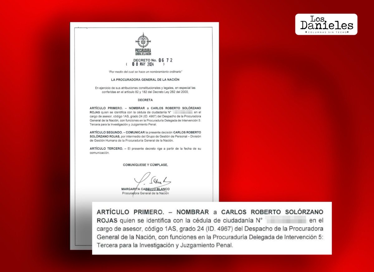 DCoronell's tweet photo. #ElPonente Margarita Cabello Blanco, máquina de clientelismo judicial, nombró al hijo de magistrado ponente como subalterno de quien sería el procurador del caso de @AlvaroUribeVel https://t.co/QlUxKbqUcp https://t.co/zHFOqrl7N2