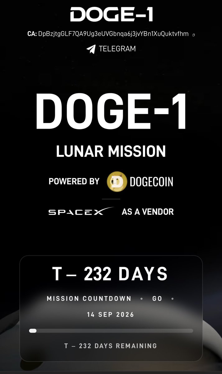 スペースxが今年中にIPOされるみたいやけど、ドージコインで資金提供されたロケットが月に向かうぞ！2026.9.14に！！

ちゃんとスペースx社の公式HPにもカウントダウンされてる！
その時には1ドルよりも、、、？！
#DOGE #dogecoin #ドージコイン