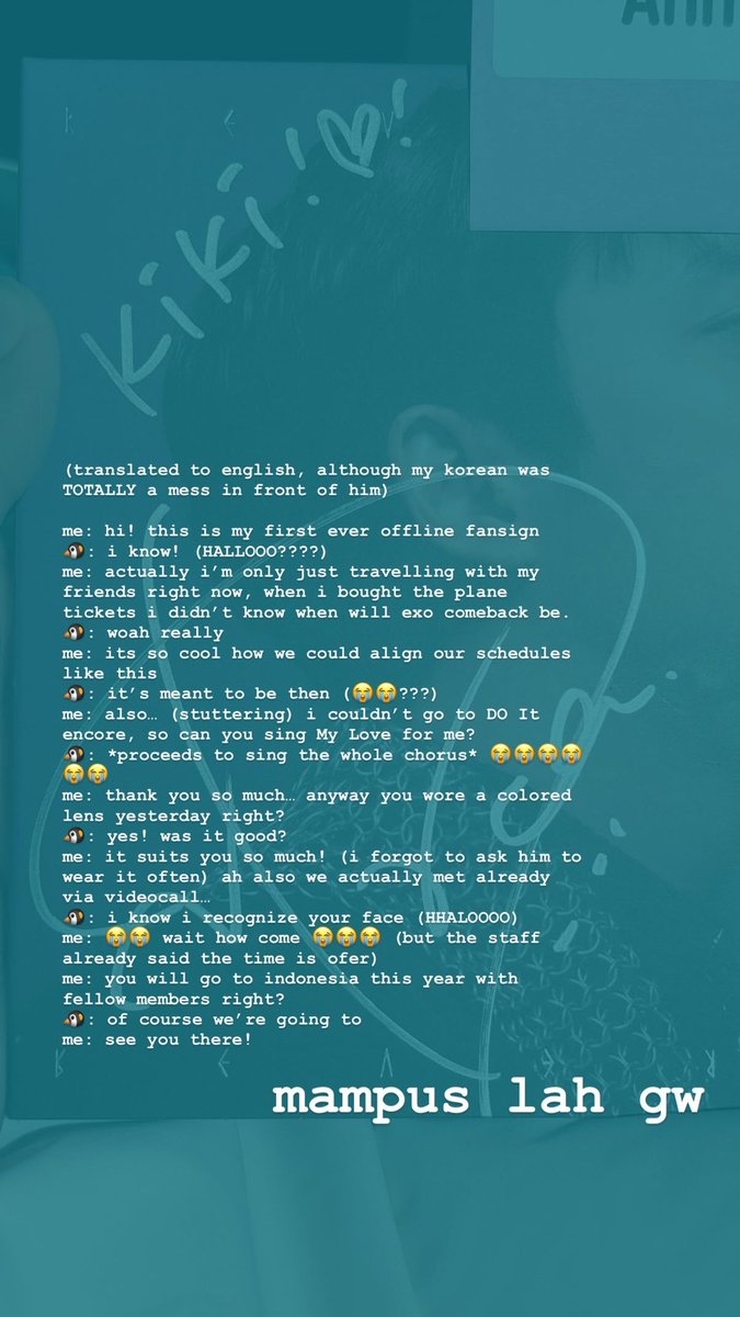 hi!

i just had my very first offline fansign 🥲🫶🏻

i’m being completely honest, i had no plans on doing this because i am literally in the middle of travelling to korea with my friends who are not even exo-l/dandans 😭 so having the comeback aligning with my holiday is… wow