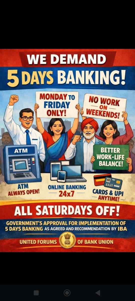 rahuls222184's tweet photo. @nilesh_pawar15 @fboioa_india @rupamsmail @TamalBandyo @moneycontrolcom @MoneylifeIndia @abplive @ZeeNews @PTI_News @republic @ndtv @DDNewslive #BankersDemand5DayWeek https://t.co/arKqu5D8Lc