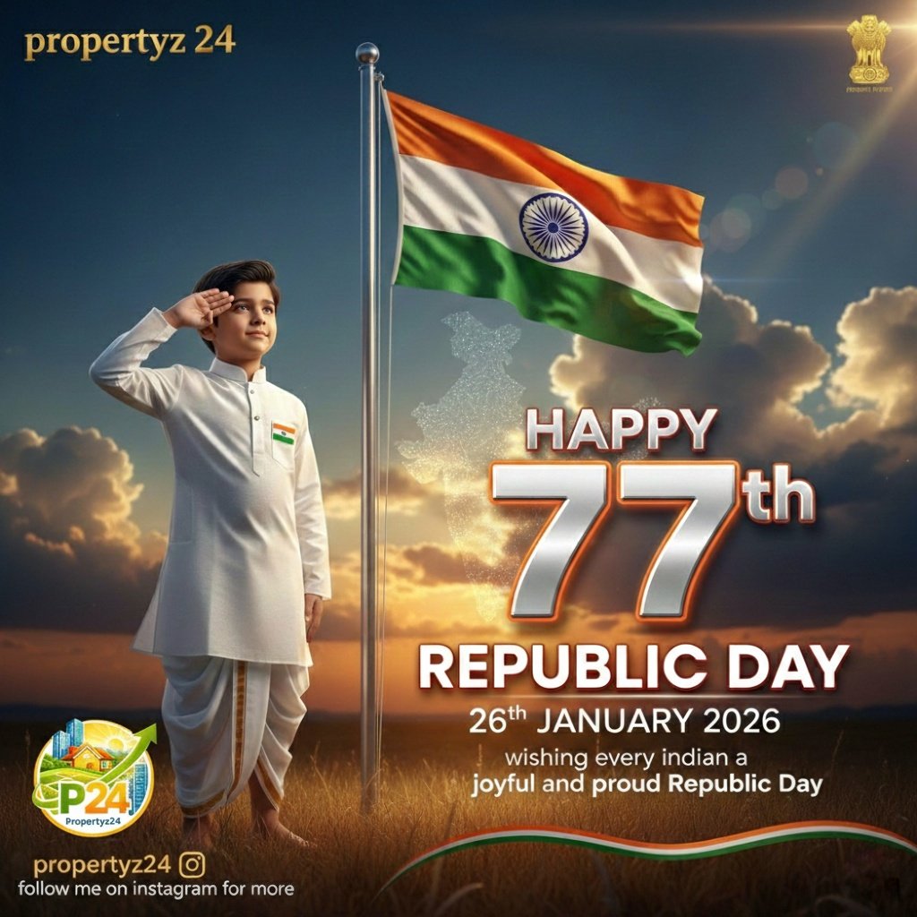 propertyz24's tweet photo. On this #RepublicDay, @propertyz24 salutes the spirit of our #Constitution &amp; the strength of our great nation.
#Propertyz24 #India https://t.co/446IFGX4bd