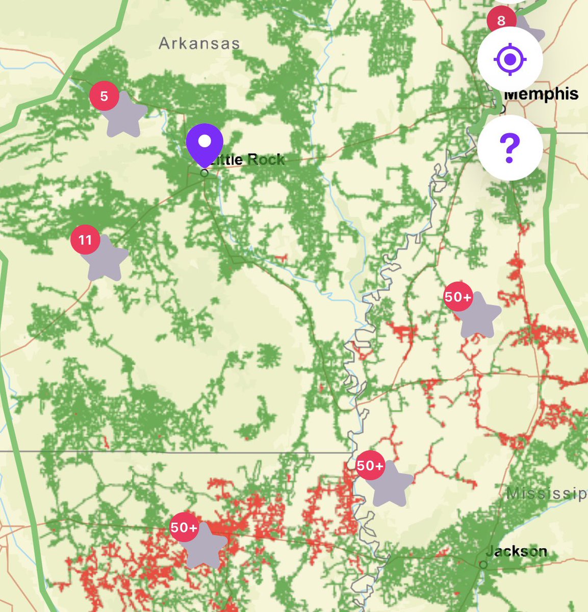 Razorback_Sam's tweet photo. @JamesBryantWX reporting live from Smackover. Seems if Union County dodged a bullet and stayed in the sleet area all night. Cross referencing radar and Entergy outages looks like SE Arkansas got it. https://t.co/qrVsTfU4V0