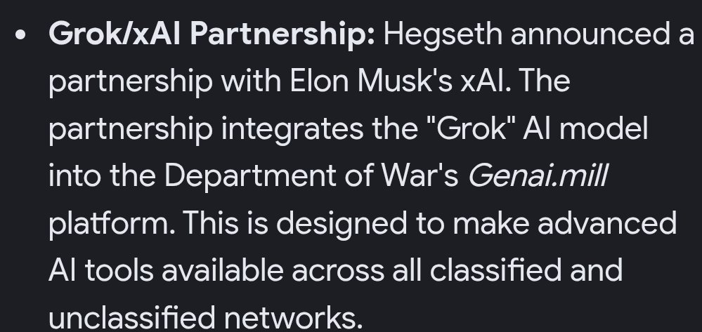 Grok is confirmed to be in business with Department of War. 

God help us all.