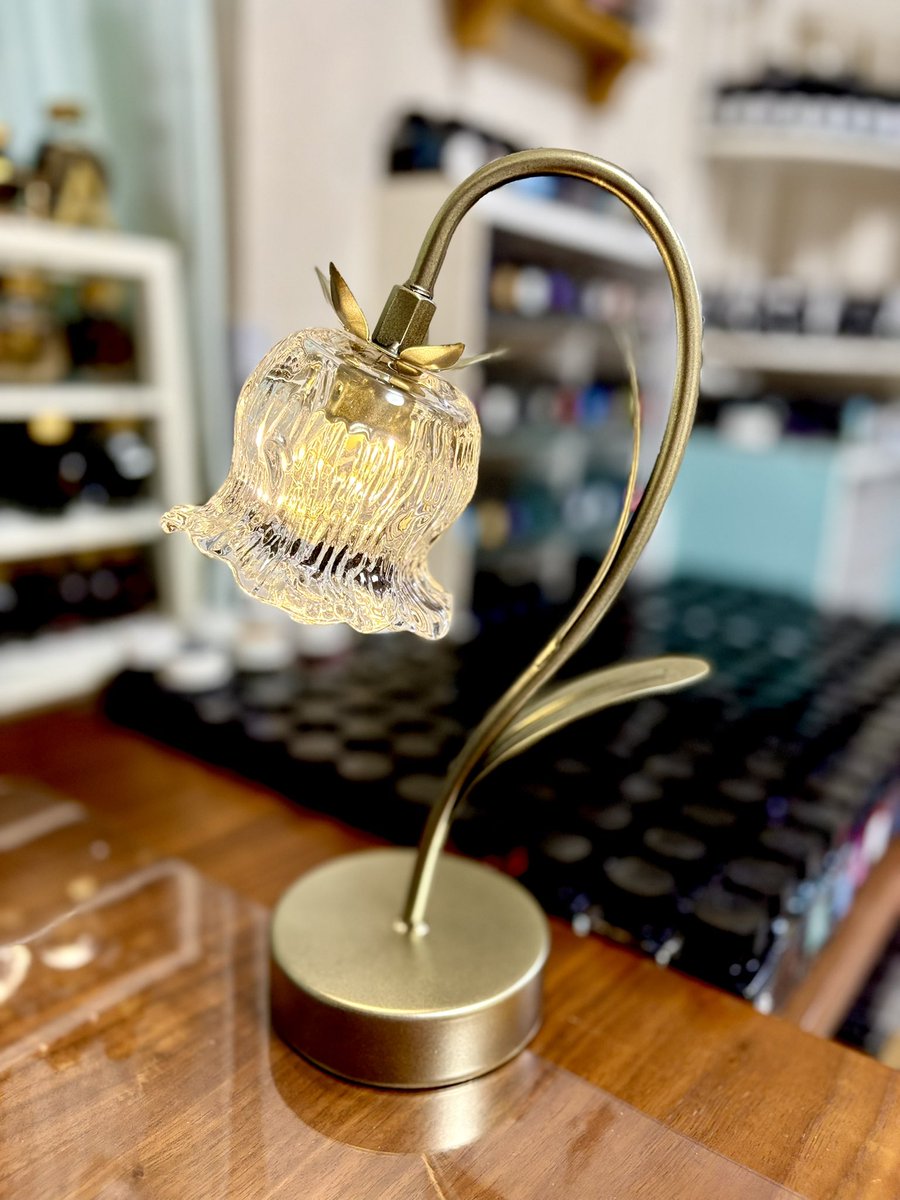 先日お迎えしたサリュの鈴蘭アンティークフラワーランプ、想像の100倍