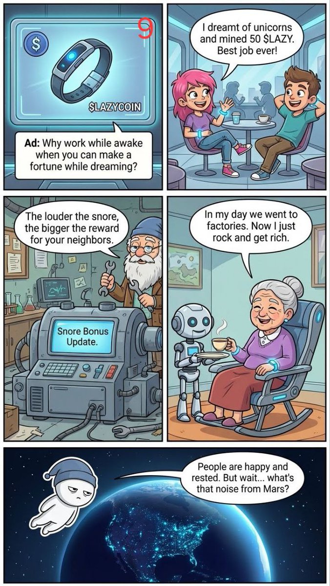 LazyCoinToken's tweet image. Sleep-to-Earn Tech / First Contact

Things start getting strange when nobody rushes.

Page 9: Sleep-to-Earn Tech
Page 10: First Contact

Calm attracts attention 😴

#LAZYCOIN