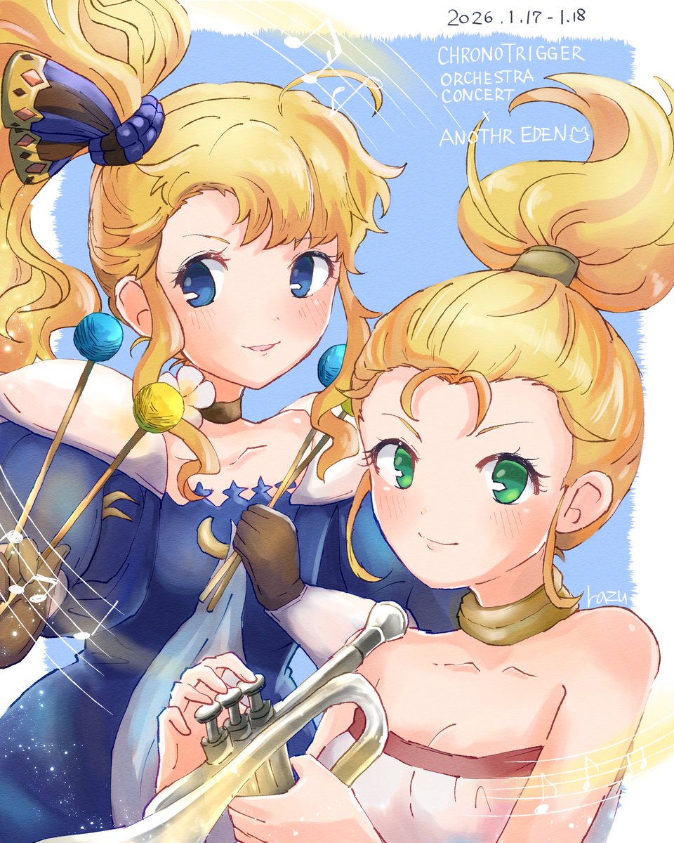 クロノトリガーオケコン現地参戦しましたがとても良くて…
記念に描いてみたかったクロスオーバー絵です🎶

マールディア王女とミューフィルユ王女👑