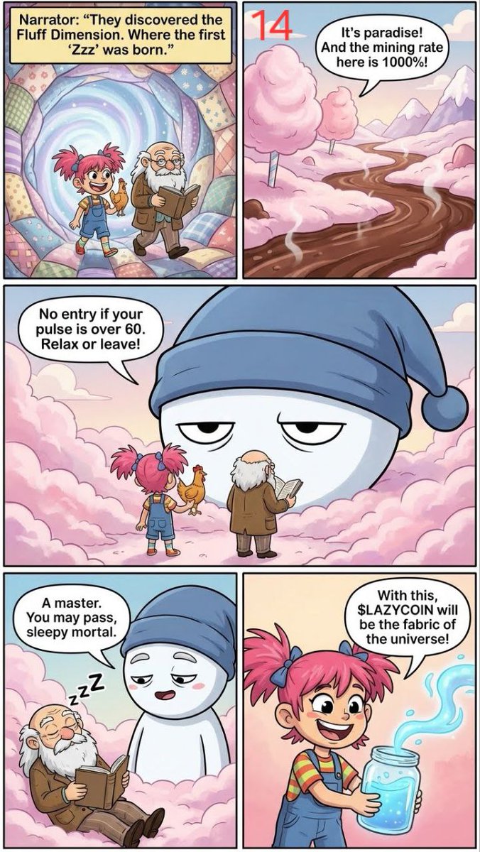 LazyCoinToken's tweet image. Time Crisis / Fluff Dimension

Time bends differently when nobody rushes.

Page 13: Time Crisis
Page 14: Fluff Dimension

The calm deepens 😴

#LAZYCOIN