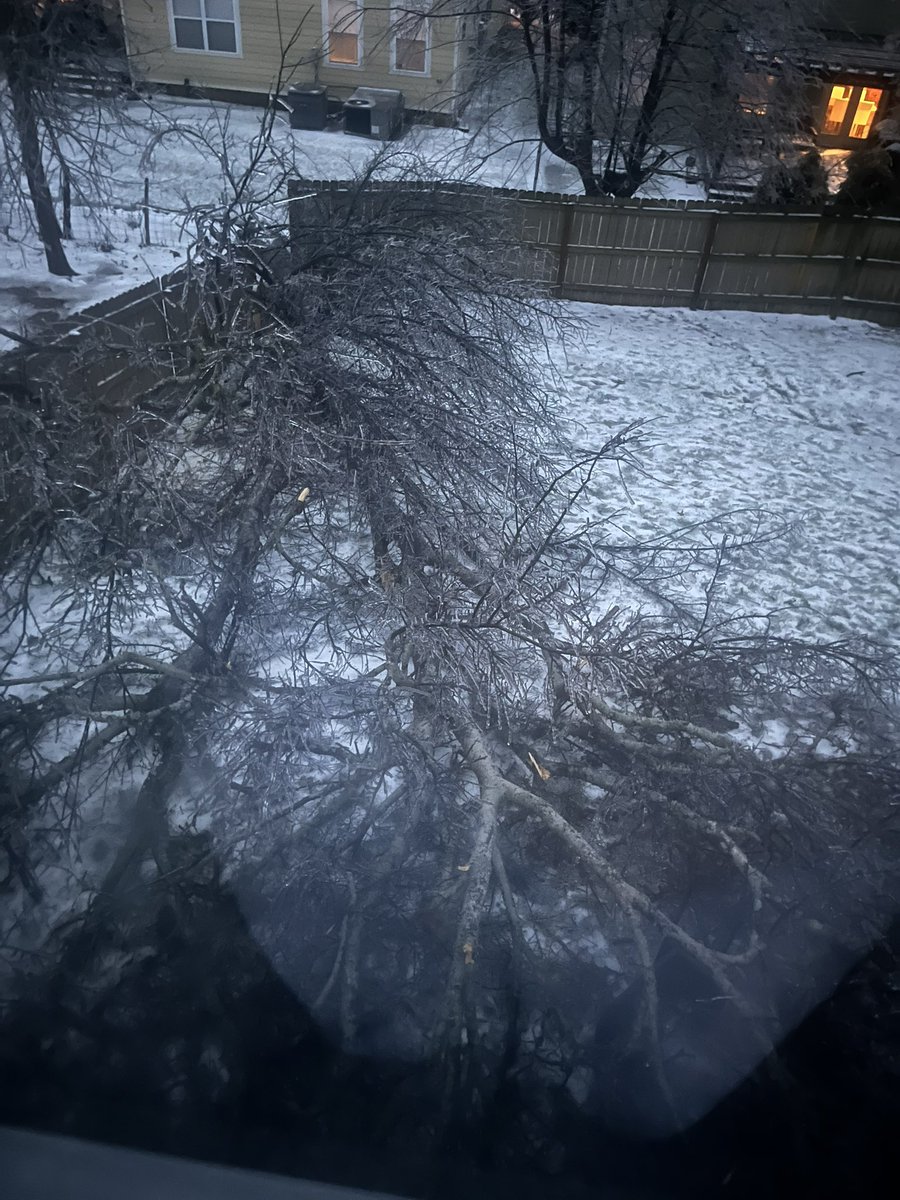 SandyBarstow1's tweet photo. @NashSevereWx Tree has taken out the patio furniture. Along with what appears to be a downed tree related sinkhole appearing in the neighbors? Nolensville Rd https://t.co/SGS95R42WX