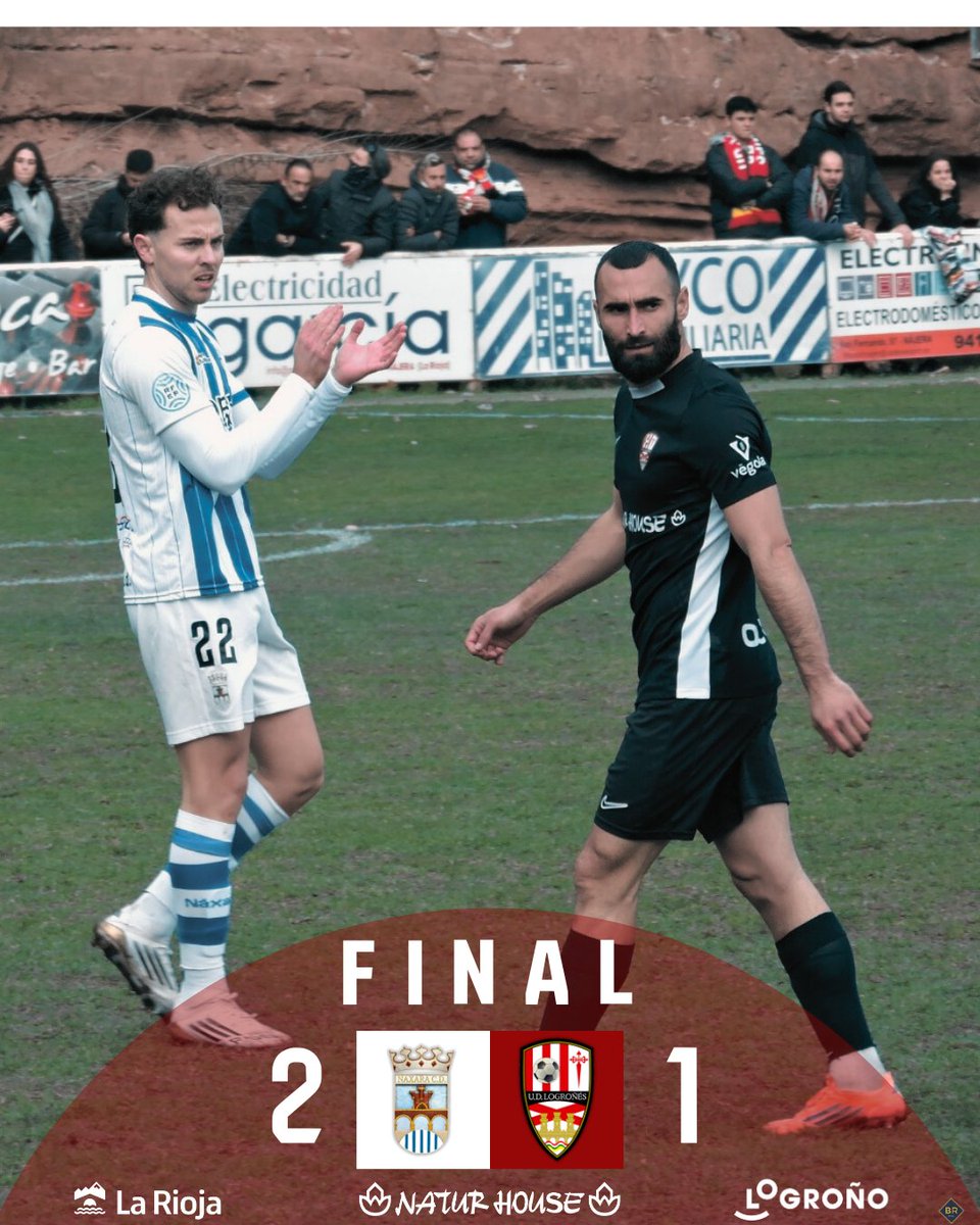 UDLogrones's tweet photo. Final. 2-1 para el Náxara. Se adelantó el Logroñés con gol de Rivero, pero remontaron los locales con tantos de Hugo y Villos. Cabetas fue expulsado y Taliby, sustituido por lesión. https://t.co/tl02eWJFRl