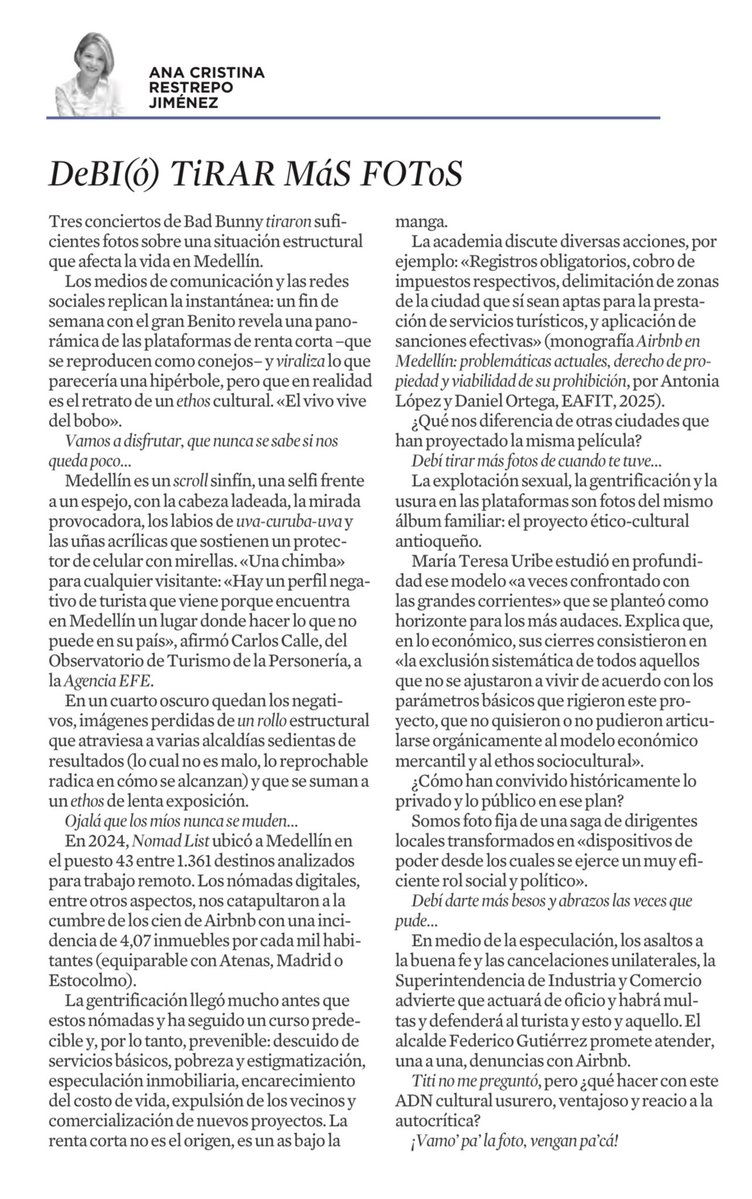 La <a href="/sicsuper/">Superintendencia de Industria y Comercio 🇨🇴</a> advierte que actuará de oficio y habrá multas. <a href="/FicoGutierrez/">Fico Gutiérrez</a> promete atender, una a una, denuncias con Airbnb. 
Titi no me preguntó, pero ¿qué hacer con este ADN cultural usurero, ventajoso y reacio a la autocrítica?
Gracias por leer <a href="/elespectador/">El Espectador</a> 4/4