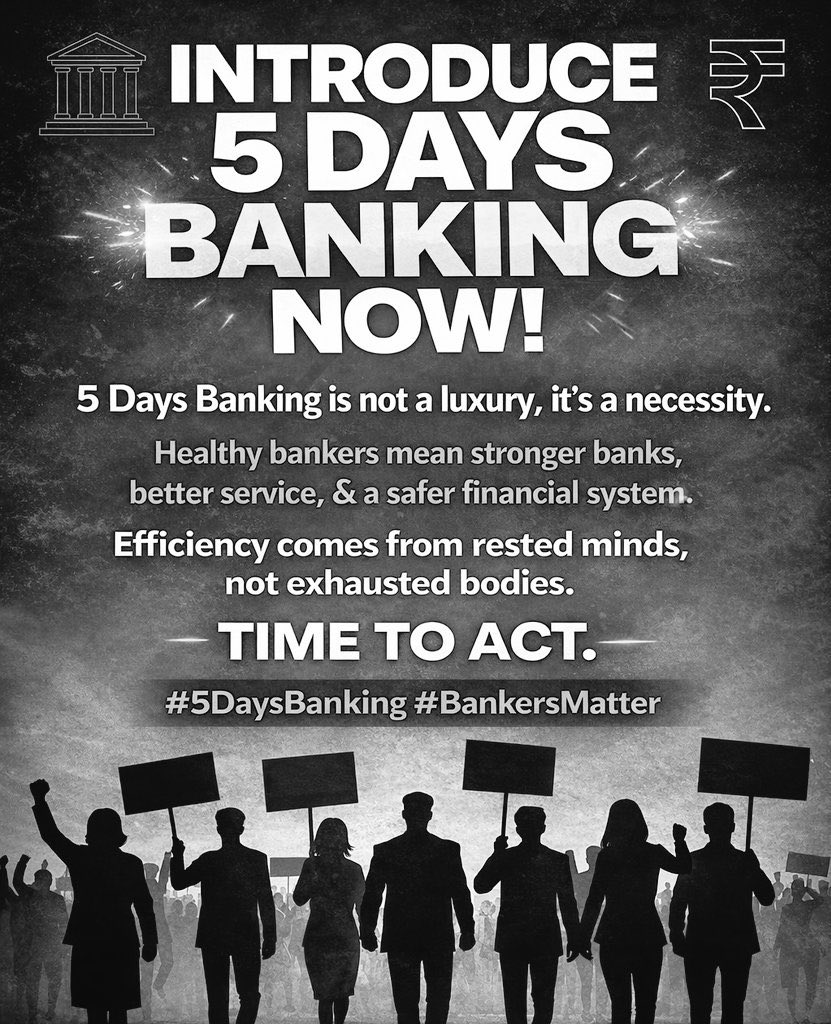 Today's voice of Bankers for 5 days work in a week will be the need and necessity tomorrow for all the employees in various sectors when they will also feel the same burnout
#BankersDemand5DayWeek
<a href="/UFBUIndia/">United Forum of Bank Unions</a> <a href="/aiboc_in/">All India Bank Officers' Confederation (AIBOC)</a> <a href="/nilesh_pawar15/">Nilesh Pawar</a> <a href="/sanjaybpi/">Sanjay Das</a> <a href="/fboioa_india/">Federation of Bank of India Officers' Associations</a> <a href="/AshishTekale_/">Ashish Tekale Patil</a>