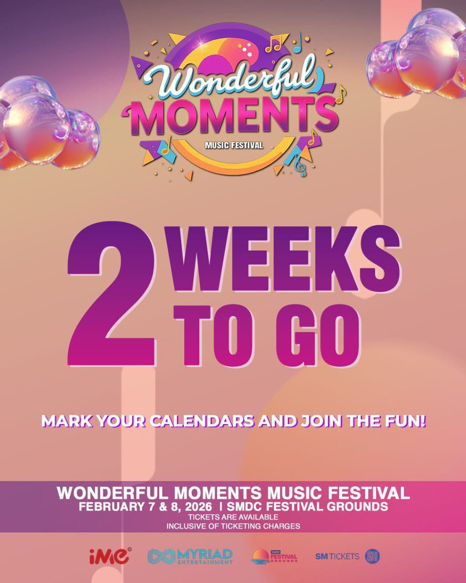 WMMF_2nd's tweet image. ⏳ 𝟐 𝐖𝐄𝐄𝐊𝐒 𝐓𝐎 𝐆𝐎

𝑻𝒉𝒆 𝒄𝒐𝒖𝒏𝒕𝒅𝒐𝒘𝒏 𝒊𝒔 𝒐𝒇𝒇𝒊𝒄𝒊𝒂𝒍𝒍𝒚 𝒐𝒏!

𝐋𝐢𝐠𝐡𝐭𝐬 getting 𝐛𝐫𝐢𝐠𝐡𝐭𝐞𝐫, bass getting 𝐡𝐞𝐚𝐯𝐢𝐞𝐫,
and the 𝐜𝐫𝐨𝐰𝐝 𝐠𝐞𝐭𝐭𝐢𝐧𝐠 𝐥𝐨𝐮𝐝𝐞𝐫.

𝑨𝒓𝒆 𝒚𝒐𝒖 𝒓𝒆𝒂𝒅𝒚 𝒇𝒐𝒓 𝒘𝒐𝒏𝒅𝒆𝒓𝒇𝒖𝒍 𝒎𝒐𝒎𝒆𝒏𝒕𝒔? 🎶🔥…