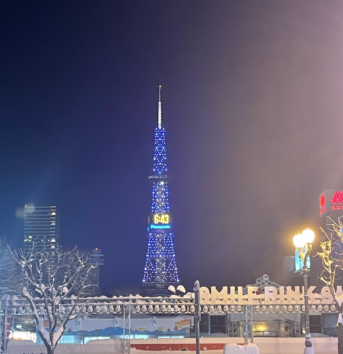 初音ミク ,ラビット・ユキネ ,雪ミク 「札幌を探索しましたー夜景が綺麗ですねー 雪ミクのラッピング電車や観覧車がありまし」|まじぱんのイラスト
