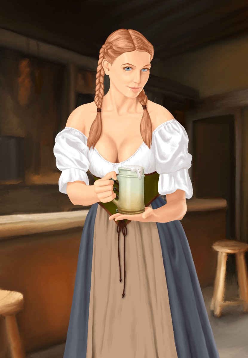 gr8_rebellion's tweet image. Angry medieval lesbian with bowlcut or the friendly tavern wench from our upcoming dungeon crawler Dverghold - which way?