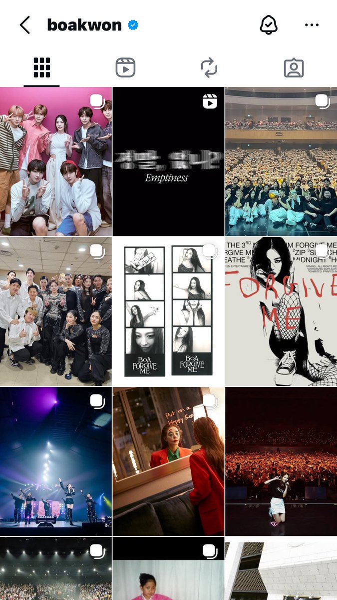 보아 누나 프로필 사진도 바꾸고, 예전 계시물도 일부 복구해줬어...💛