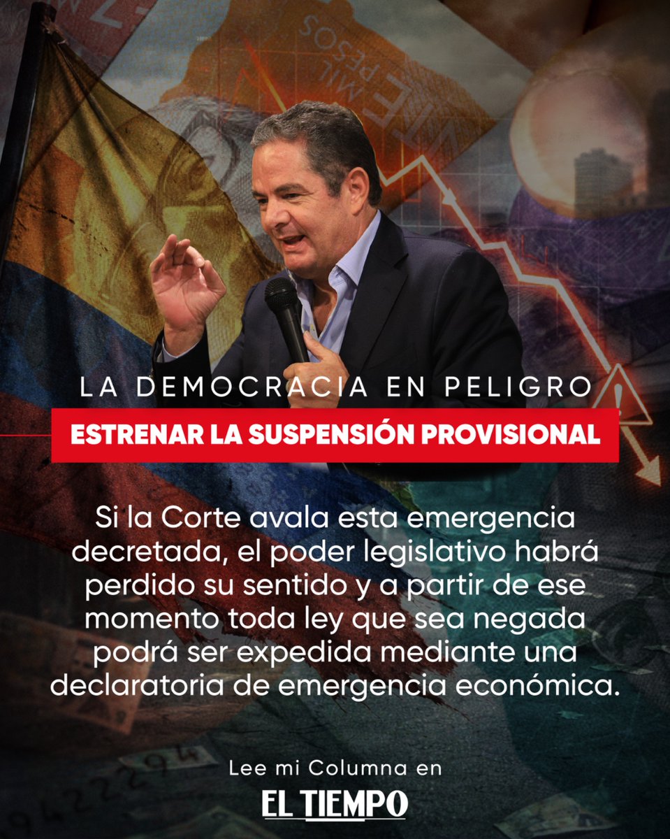 Estrenar la suspensión provisional

El futuro de la democracia colombiana se va a definir en los próximos días, a través del fallo que emita la Corte Constitucional sobre la emergencia económica decretada por el señor Petro y su gobierno, tan solo unos días después de que le