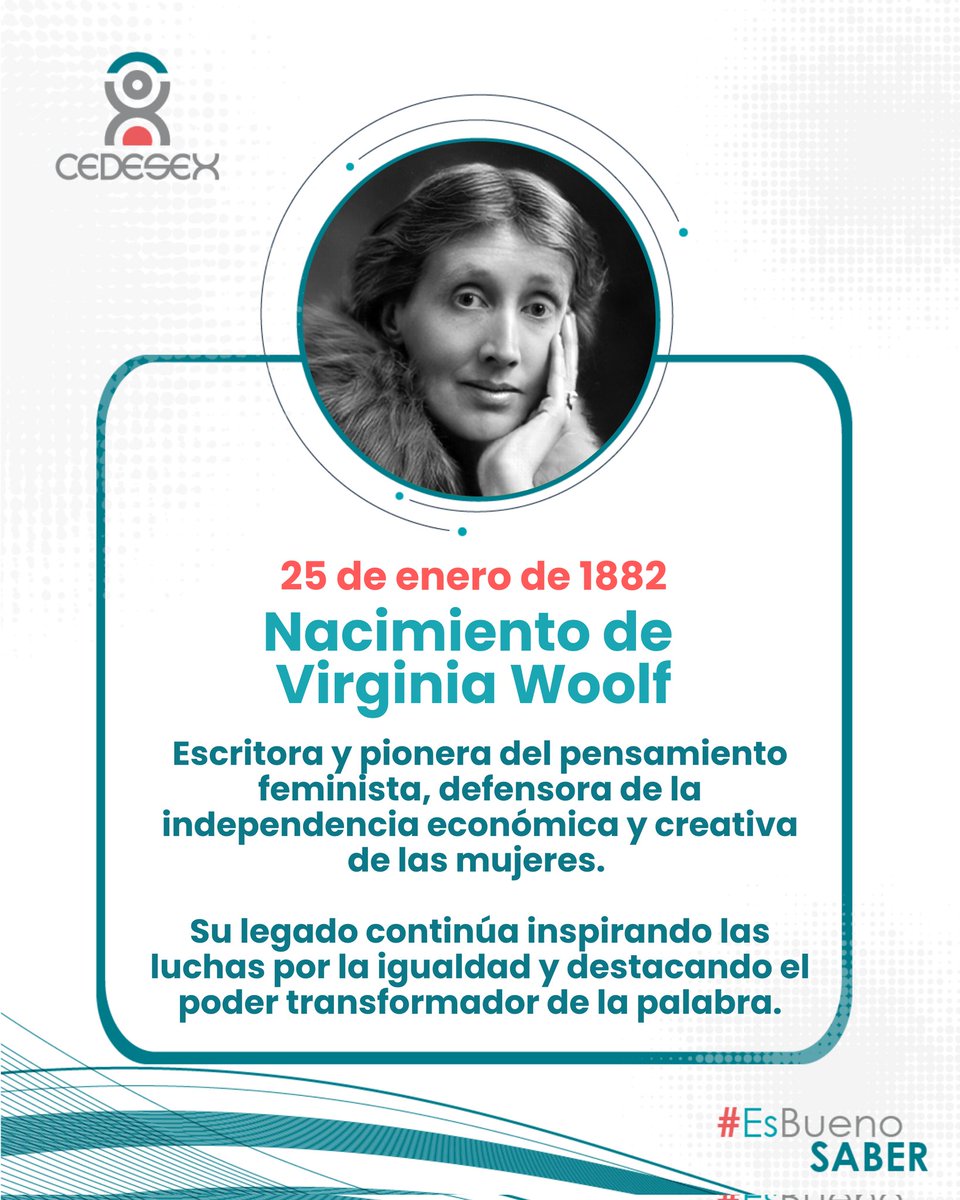 Un día como hoy nacía #VirginiaWoolf y en #Cedesex la recordamos.