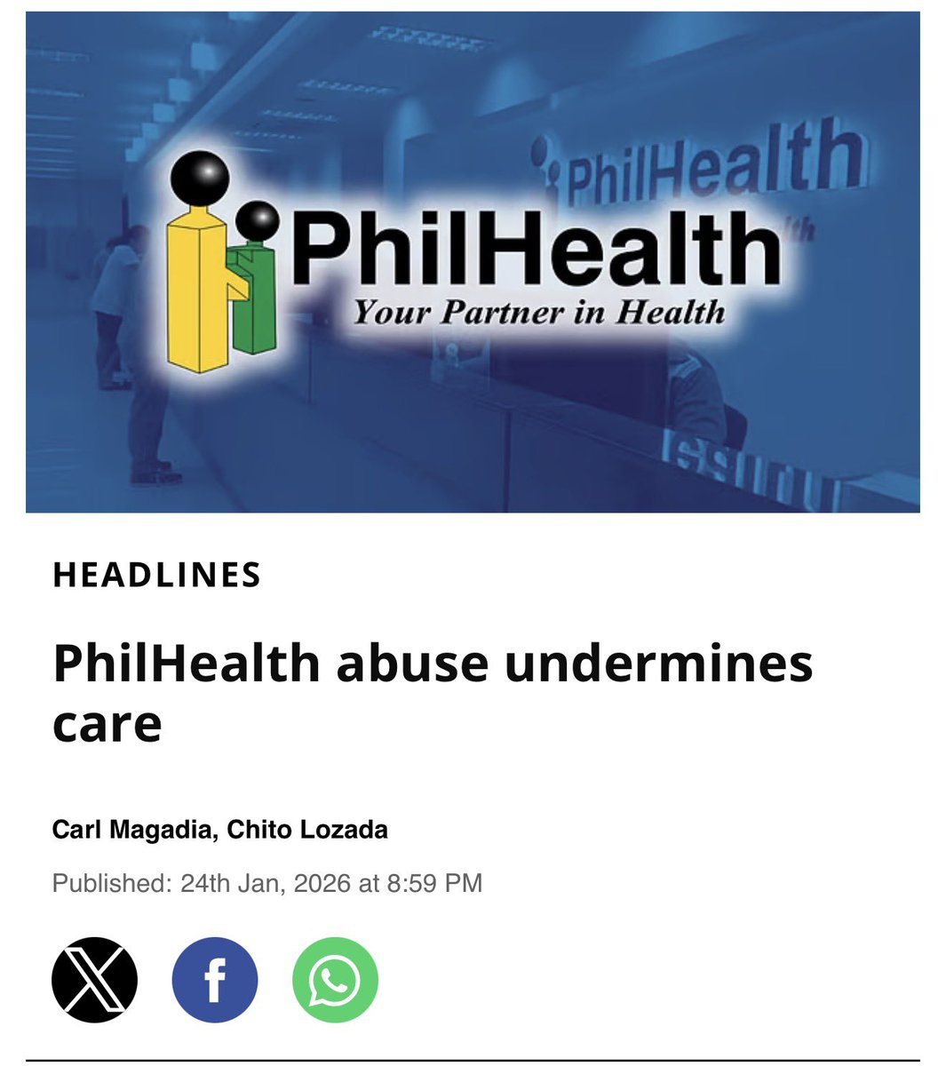 The manipulation of state-owned Philippine Health Insurance Corp.’s (PhilHealth) reserve funds opened the public’s eyes to the deplorable state of healthcare in the country, where basic medicines have become scarce in government-run provincial hospitals. 
PhilHealth has been made