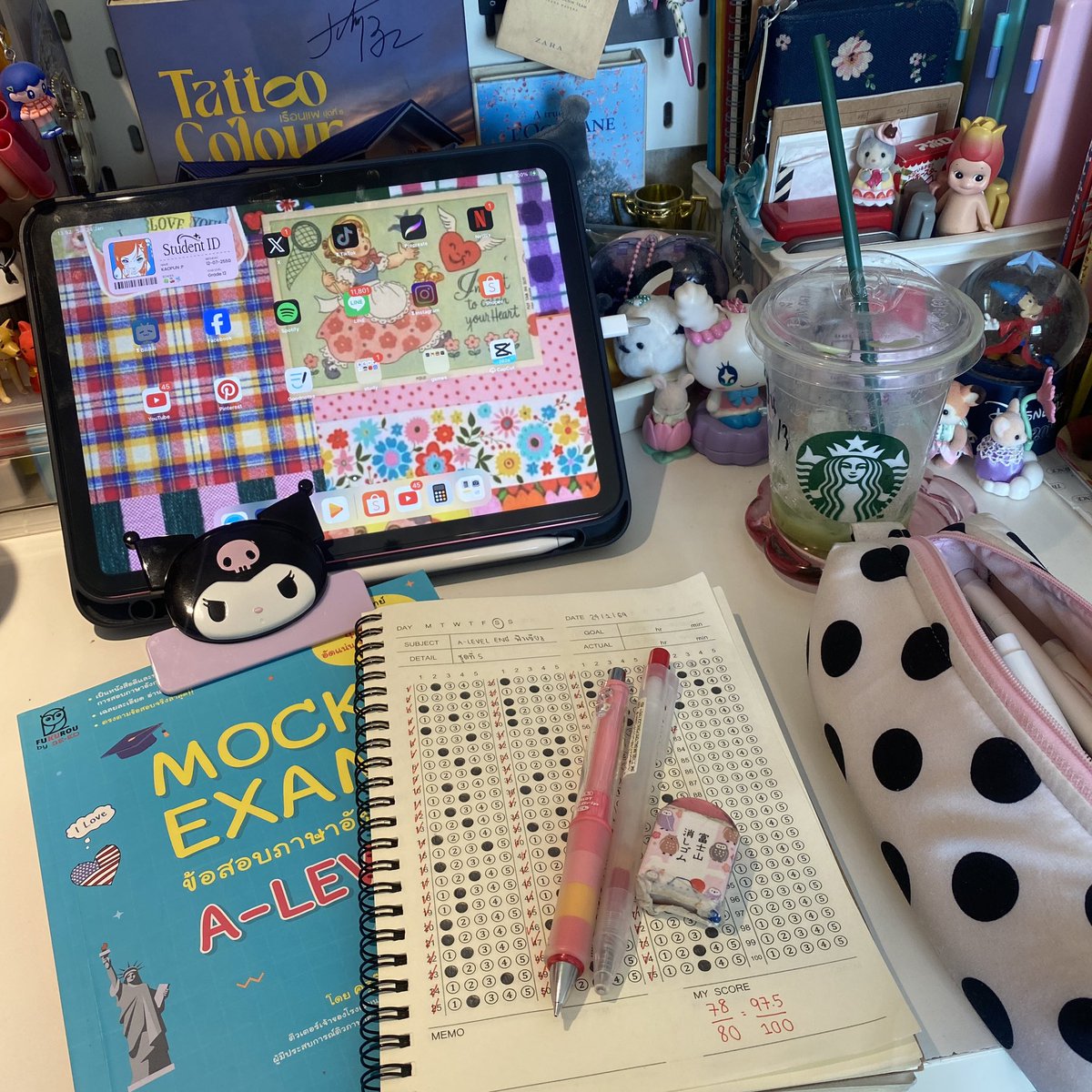 kyomidoriko07's tweet image. #kpjourneytouni

19 - 25 jan 26

อาทิตย์นี้ทำไทยจบไปเล่มนึง + alevel eng ครูอ๊อดดี้ &amp;lt;3 แล้วก็ทำดาว้องสังคมไปครึ่งเล่มแล้ว !! ♥️⭐️ ลอง onet สังคม ข้อเยอะมาก อร้าก ส่วนญี่ปุ่นก็ทวนศัพท์ n4 บท 4 + pat เก่า 🍀🍀

#วันนี้dek69ทําอะไร #dek69