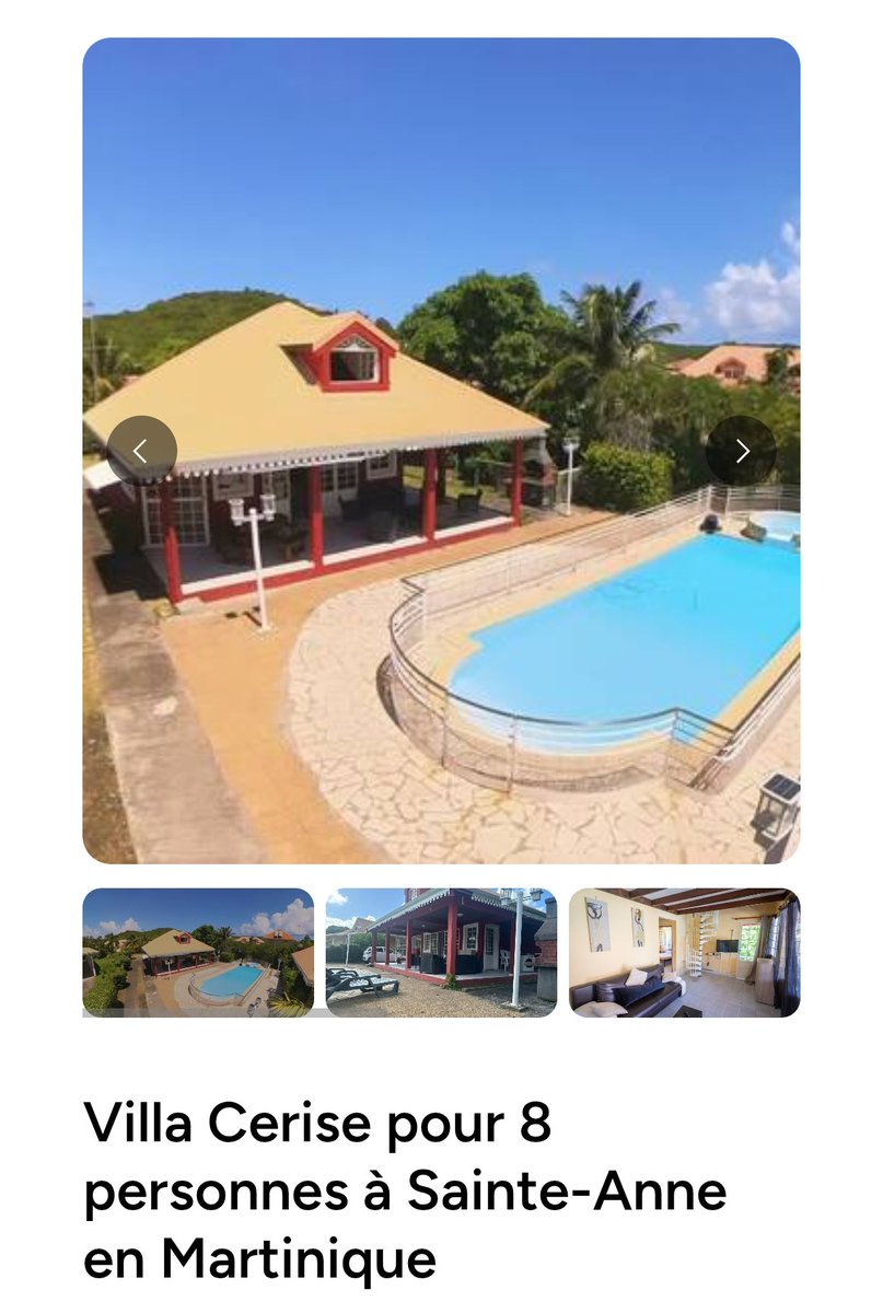Villa pour 8 personnes en Martinique 
155€ la nuit 
h-media.news/annonce/villa-…